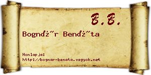 Bognár Benáta névjegykártya