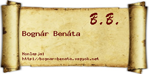 Bognár Benáta névjegykártya